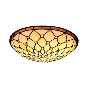Brilagi - Plafonieră Tiffany din vitralii, culoare ivoriu, 2xE27/60W/230V, Ø 40 cm imagine