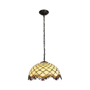 Brilagi - Candelabru Tiffany din vitralii, cu lanț, culoare ivoriu, 1xE27/60W/230V, Ø 40 cm imagine