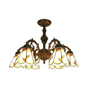 Brilagi - Lustru aplicat Tiffany din vitralii FOLIA 6xE27/60W/230V Ø 60 cm imagine