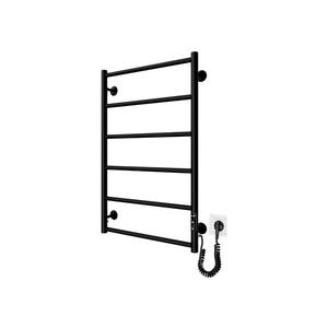 Radiator pentru baie tip scară CLASSIC 110W/230V 81x52 cm, inox/negru, montaj pe partea dreaptă imagine