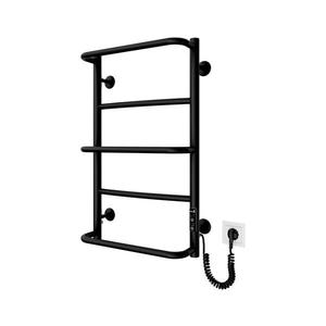 Radiator de baie tip scară LUX, 65 W / 230 V, 66 x 42 cm, inox/negru, racordare dreapta imagine