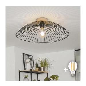 Brilagi - Lustră LED aplicată CERIA WIRE 1xE27/40W/230V Ø 60 cm negru/stejar imagine