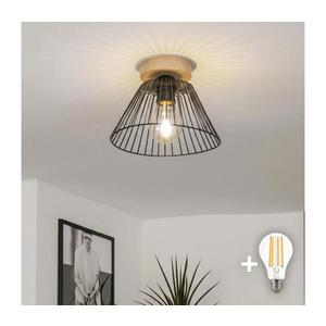Brilagi - Plafonieră LED aplicată CERIA WIRE, 1xE27/40W/230V, Ø 30 cm, negru/stejar imagine