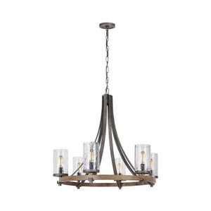 Quintiesse QN-ANGELO6 - Candelabru cu lanț ANGELO 6xE27/60W/230V, decor stejar imagine