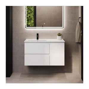 Corp de baie HELSINKI 95 cm cu lavoar, versiune stânga, alb imagine