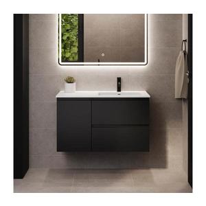 Corp pentru baie cu lavoar HELSINKI 95 cm, versiune dreaptă, negru imagine