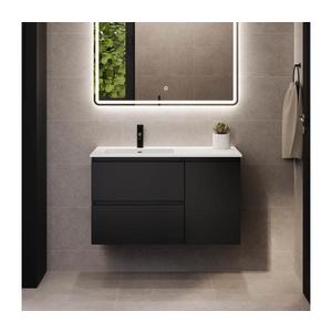 Dulap de baie cu lavoar HELSINKI 95 cm, stânga/negru imagine