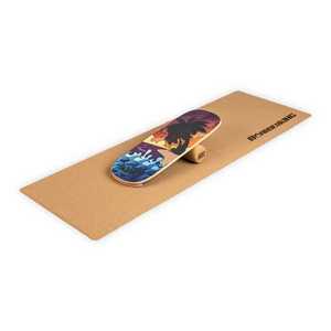 BoarderKING Indoorboard Classic, placă pentru echilibru, covor, cilindru, lemn / plută, roșie imagine