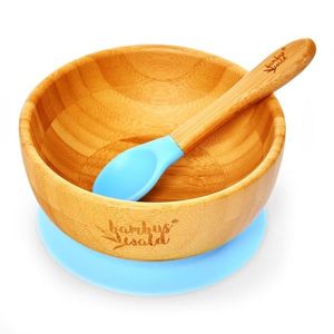 Klarstein Vesela pentru copii, cu castron și lingură de bambus, 400 ml, inclusiv ventuză, Ø: 13, 7 cm imagine