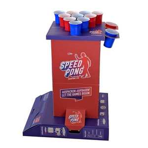 BeerCup Bounce, coloană de joc speedpong, carton compact, 6 pahare albastre și roșii, inclusiv 2 mingiuțe imagine