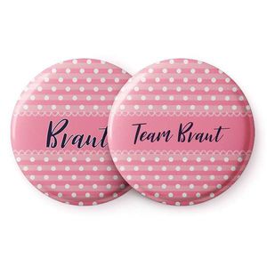 Spielehelden Insignele Pinke Punkte Petrecerea burlăcițelor 12 insigne 5, 6 cm extra mare Cadou pentru petrecerea burlăcițelor imagine