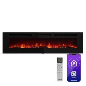 Klarstein Șemineu electric inteligent Galeras Smart, 2 setări de temperatură, 16 - 30°| Iluzia flăcării LED, Opțiune de conectare IOT imagine