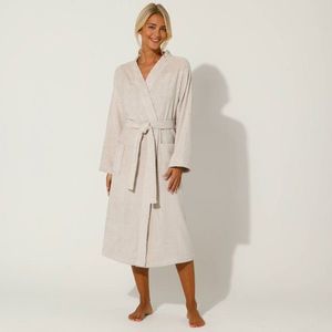 Robă netedă din țesătură buclée Colombine, cu guler chimono imagine