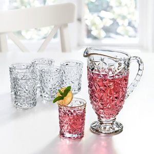 Carafă din sticlă + 6 pahare imagine