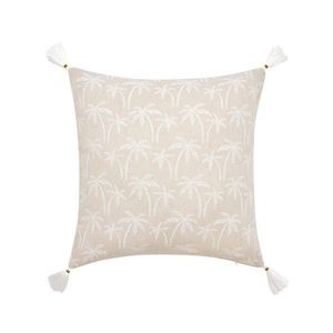 Pernă cu imprimeu de palmier și ciucuri imagine