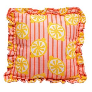Pernă cu imprimeu de dungi și lămâie imagine
