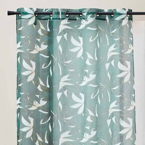 Perdea cu model de frunze și imprimeu metalic imagine