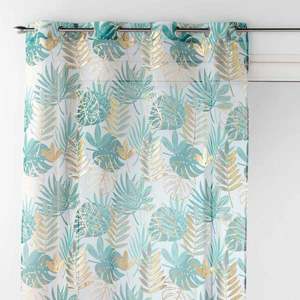 Perdea cu imprimeu de frunze și detalii metalice imagine