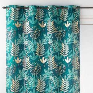 Perdea cu ochiuri și imprimeu tropical și efect metalic imagine