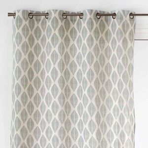 Perdea cu ochiuri și imprimeu cu frunze, detalii metalice imagine