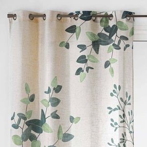 Perdea cu ochiuri și imprimeu cu frunze imagine