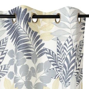 Perdea cu ochiuri și imprimeu cu frunze în două tonuri imagine