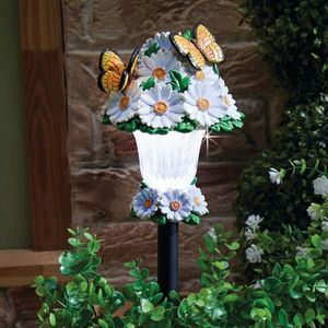 Felinar solar cu flori și fluturi imagine