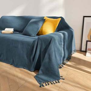 Colecție de cuverturi și fețe de pernă țesute manual, în culori uni imagine