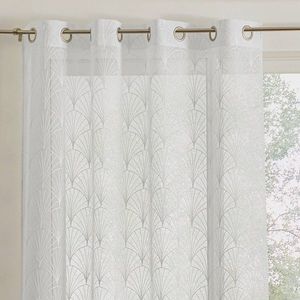 Perdea voal cu model art deco, cu ochiuri la capăt imagine