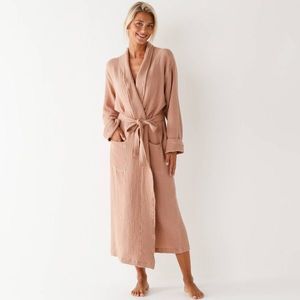 Halat de baie uni, confecționat din tifon triplu de bumbac imagine