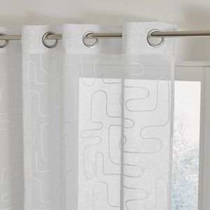 Perdea din voal cu broderie grafică, capete cu ochiuri imagine