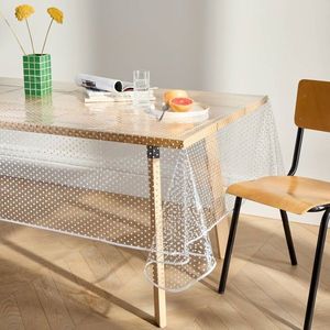 Față de masă cerată transparentă cu imprimeu cu buline imagine