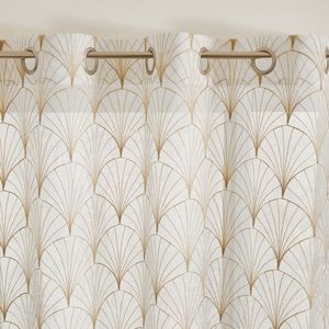 Perdea voal cu model art deco, cu ochiuri la capăt imagine