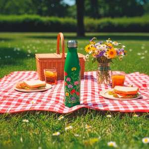 Sticlă din oțel inoxidabil cu motiv floral imagine