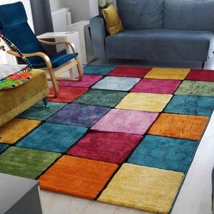 Covor, Renkli Kare, 80x150 cm, Multicolor imagine