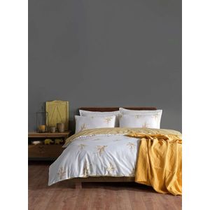 Lenjerie de pat dubla King (FR), L'essentiel Maison, Meltem, Alb / Galben imagine