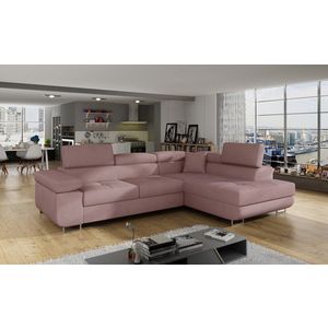 Coltar extensibil dreapta 4 locuri, ELTAP, Anton, 272x203x85 cm, lemn/poliester, roz antic imagine