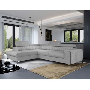 Coltar extensibil stanga 4 locuri, ELTAP, Lau-07, Laurence, 278x205x92 cm, lemn/poliester, gri deschis imagine