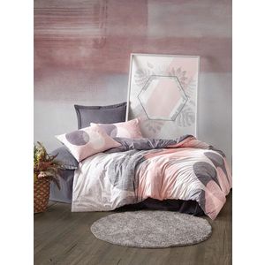 Lenjerie de pat pentru o persoana, L'essentiel Maison, Leron, Gri / Roz / Alb imagine