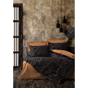 Lenjerie de pat dubla, L'essentiel Maison, Dawn, Cupru/Negru imagine