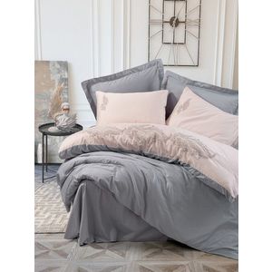 Lenjerie de pat dubla, L'essentiel Maison, Sheen, Gri / Pudră imagine