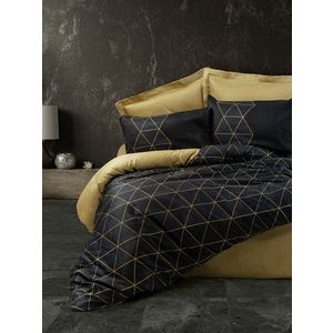Lenjerie de pat dubla, L'essentiel Maison, Veta, Aur/Negru imagine