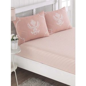 Set de pat dublu (cearceaf cu elastic si perne) 3 piese, L'essentiel Maison, Pure, 65% bumbac/35% poliester, Roz pudra imagine