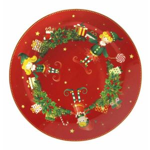 Platou servire, Elfomagia Red, Brandani, 30.5 cm, portelan imagine