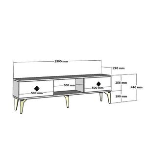 Comoda TV, Hanah Home, Nil, 150x44.6x29.6 cm, Alb / Argintiu imagine