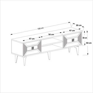 Comoda TV, Hanah Home, Yumedi, 150x50x30 cm, Alb/Auriu imagine