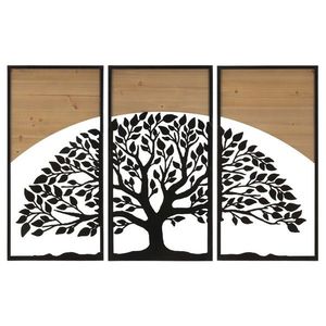 Decoratiune de perete 3 piese Arc, Mauro Ferretti, 105x70 cm, fier/MDF, negru/maro imagine