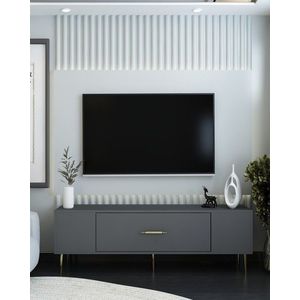 Comoda TV, Hanah Home, Dekos, 150x48.2x29.6 cm, Antracit / Aur imagine