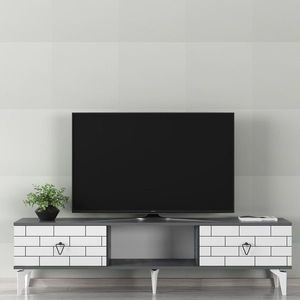 Comoda TV, Hanah Home, Varna, 150x44.6x29.6 cm, Antracit/Alb imagine
