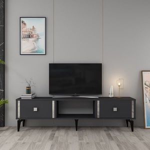 Comoda TV, Hanah Home, Doruk, 150x44.6x29.6 cm, Antracit / Argintiu imagine